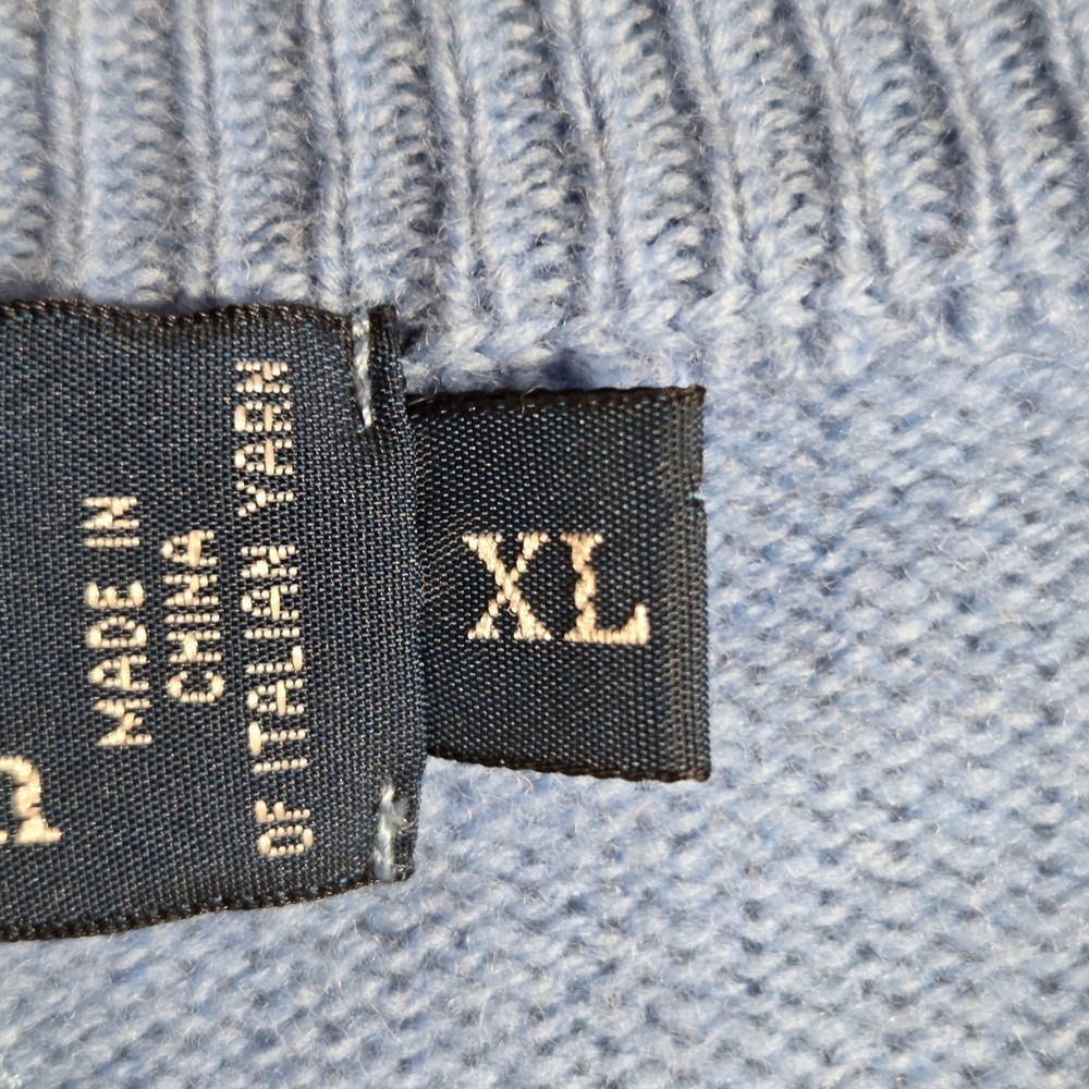 Polo Ralph Lauren Mens XL Light Blue 100% Lambswool V-Neck Sweater Italian Yarn‎ - Picture 6 of 10